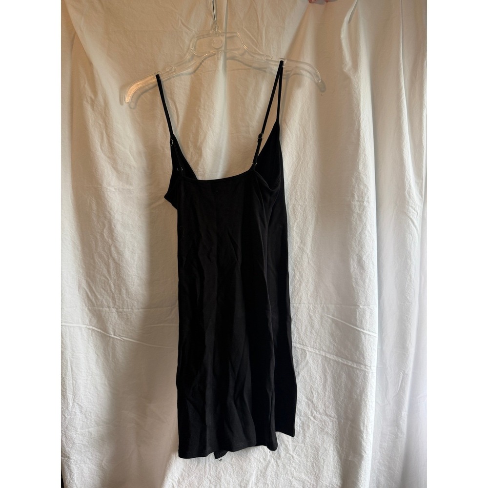 Forever 21 Black Ruched Mini Dress Adjustable Straps Wrap Hem Bodycon Medium NWT - Picture 4 of 4